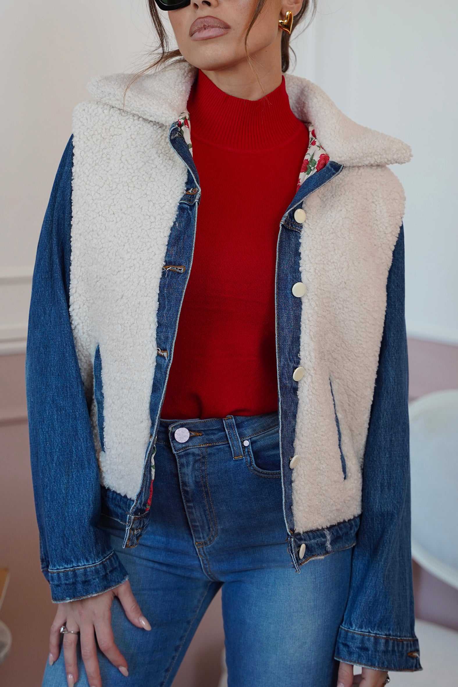 Giacca in pelliccia e Denim