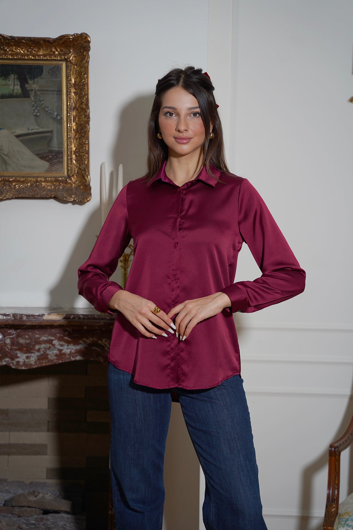 Camicia In Raso \ Bordeaux