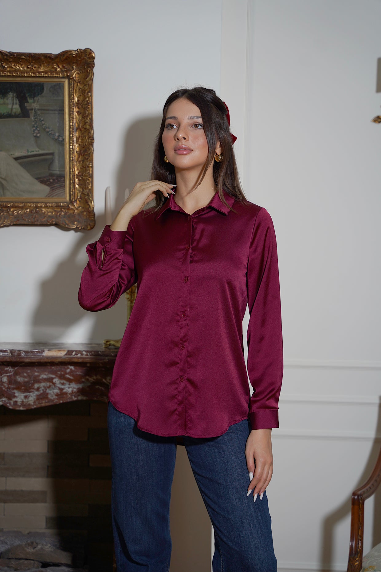 Camicia In Raso \ Bordeaux