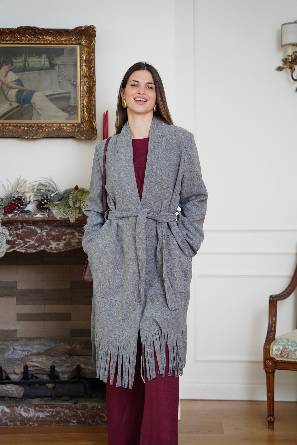 Cappotto con frange \ Grigio