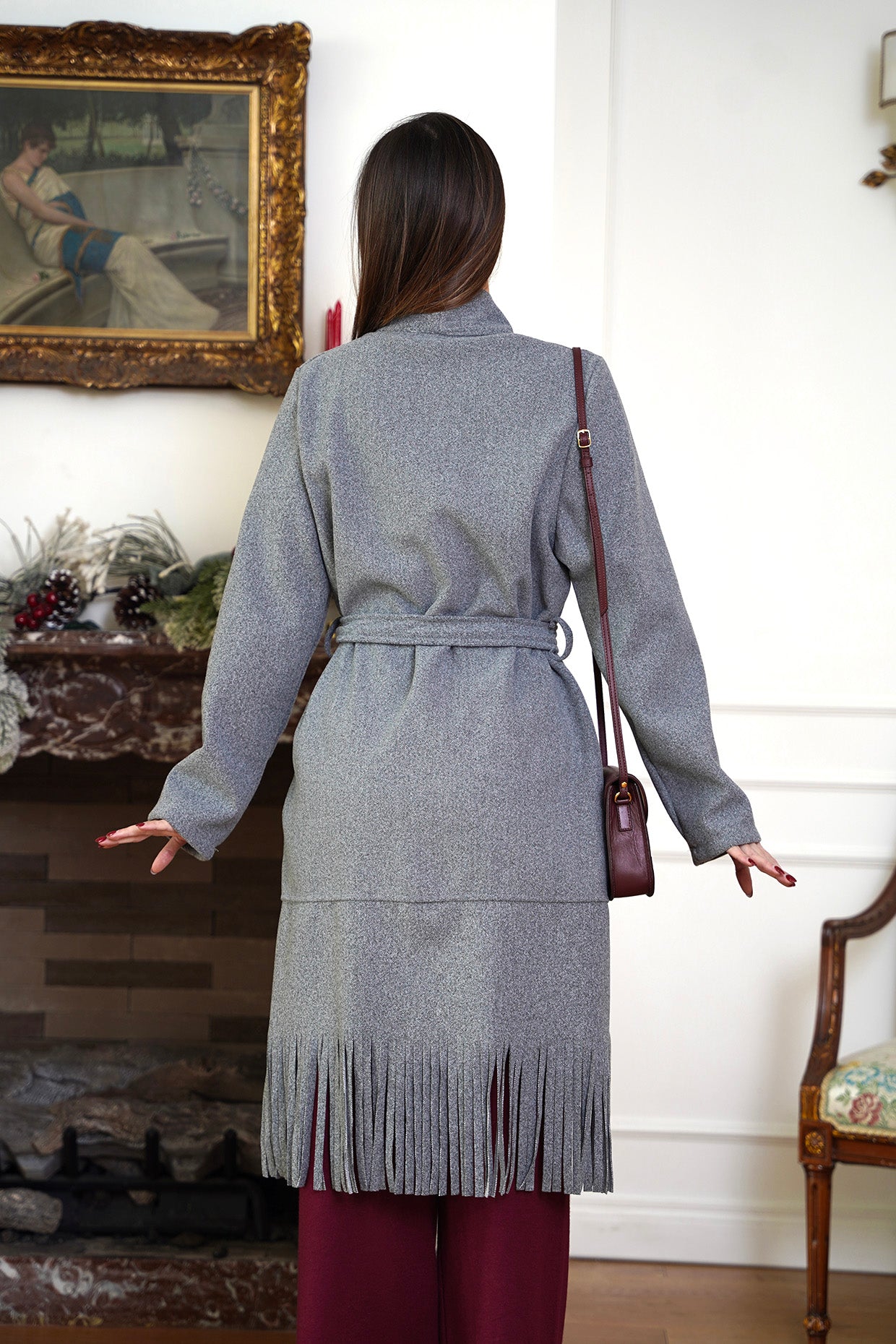 Cappotto con frange \ Grigio