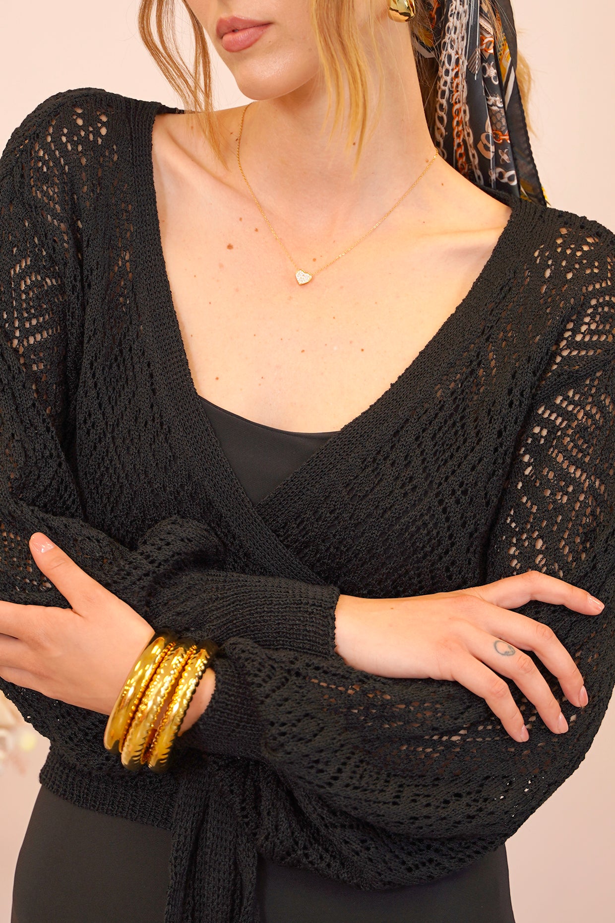 Cardigan Nero Traforato