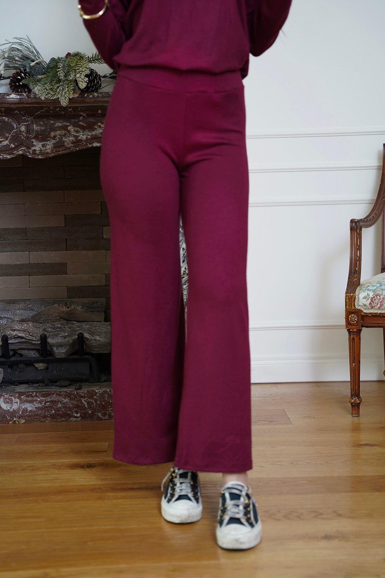 Pantalone in maglia\Bordò