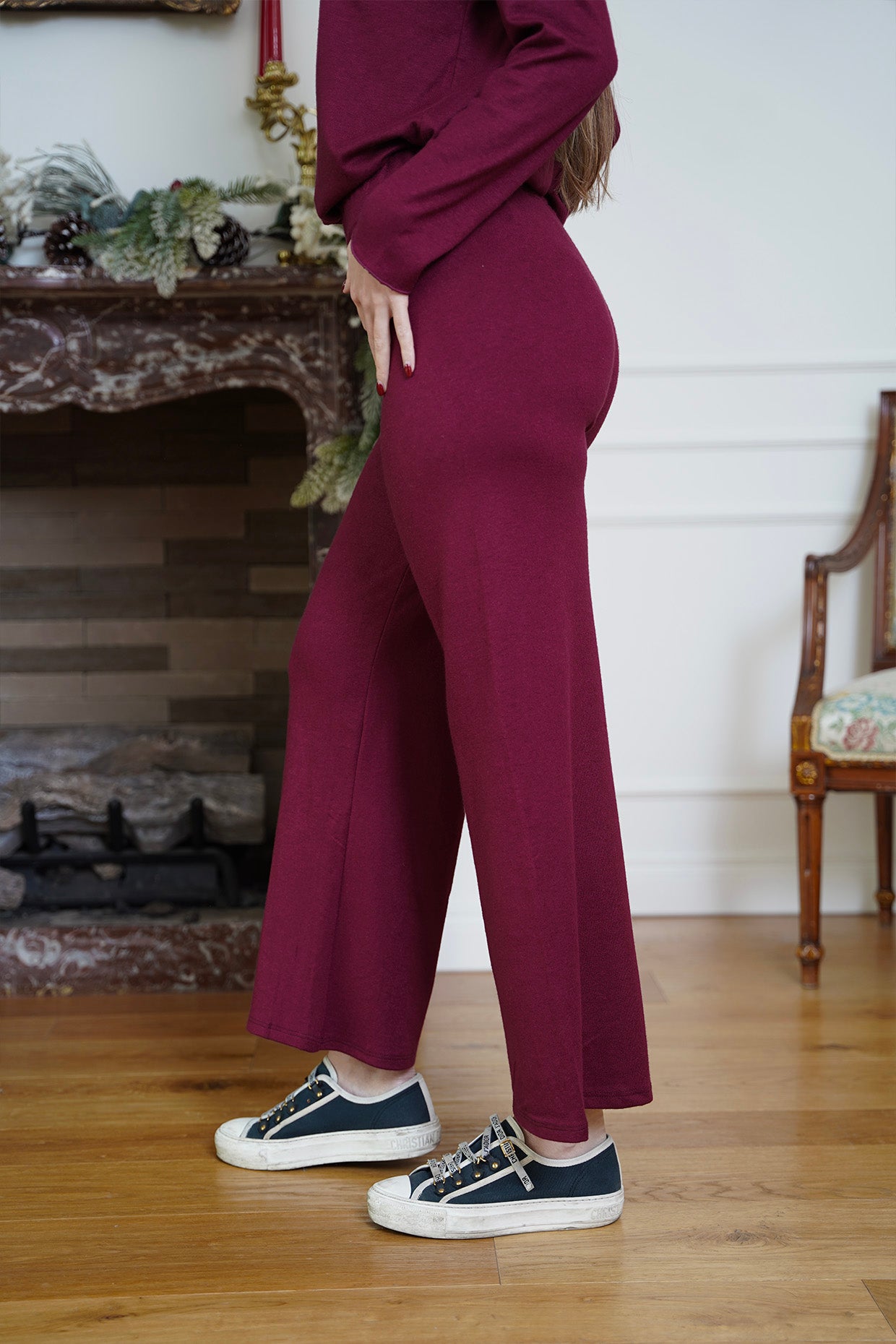 Pantalone in maglia\Bordò