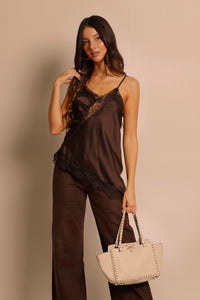 Top in pizzo \ marrone