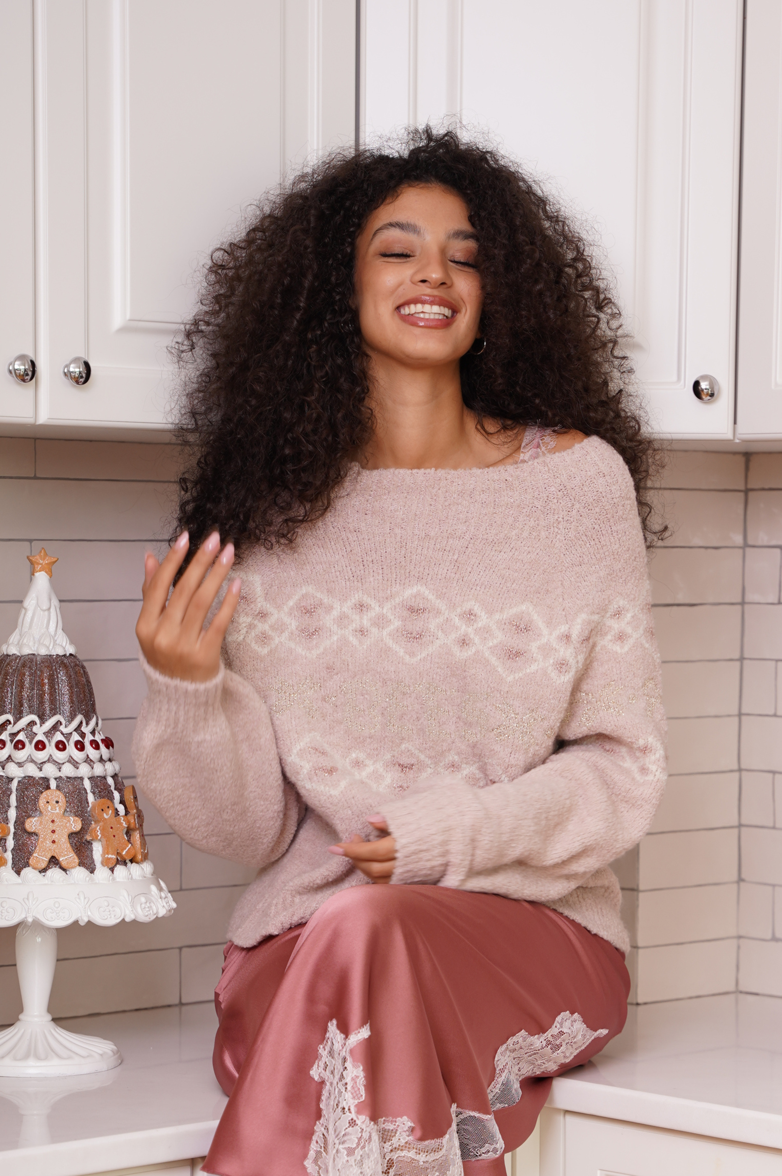 Pullover in bouclè \ rosa