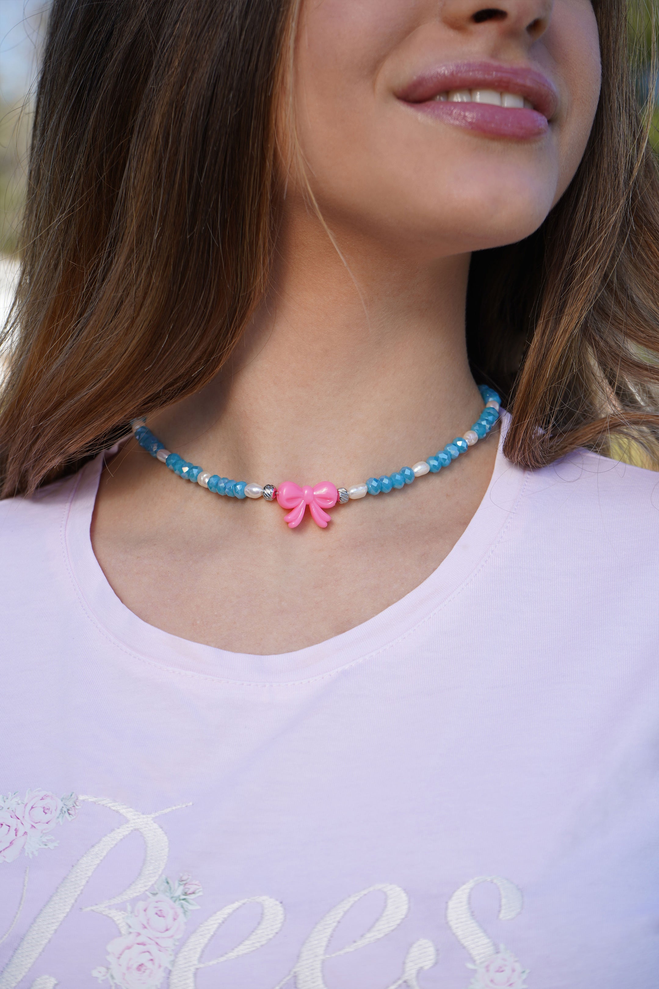 Shiny choker Blue/Pink